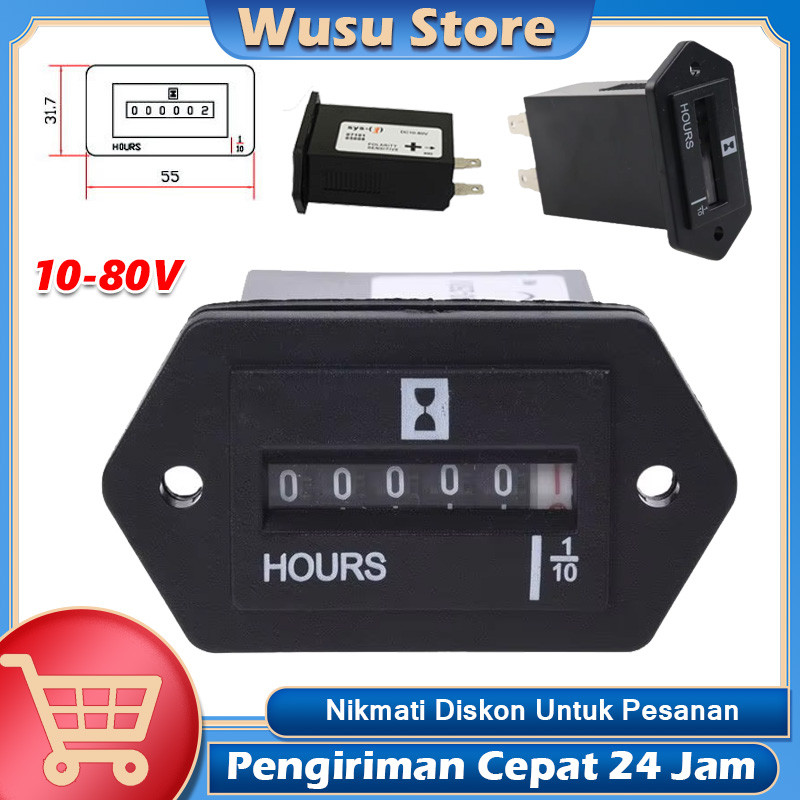Jual SYS-1 HourMeter DC 10V-80V Hour Meter Excavator Generator For Boat ...