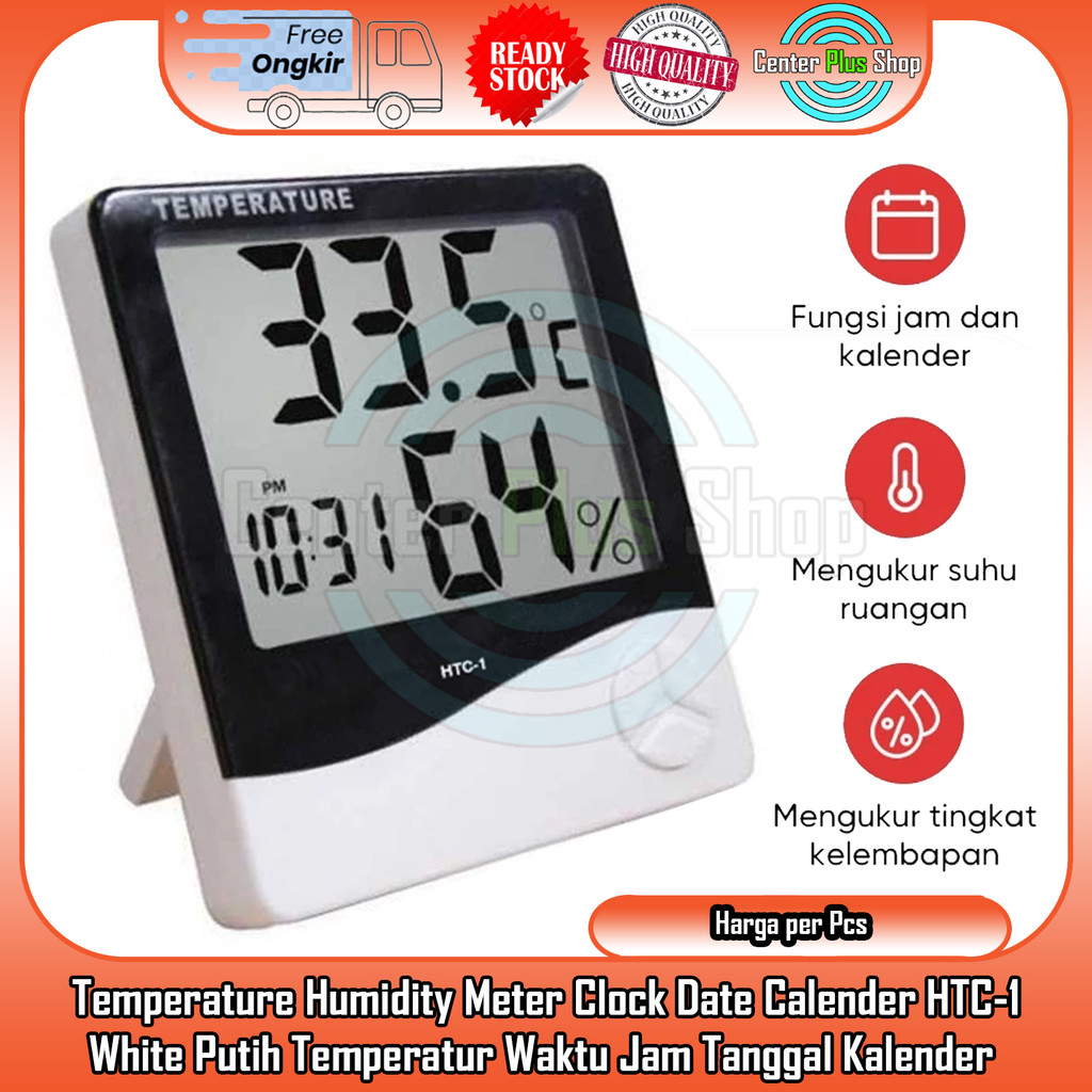 Jual Temperature Digital Humidity Meter Multifungsi HTC-1 Display Clock ...