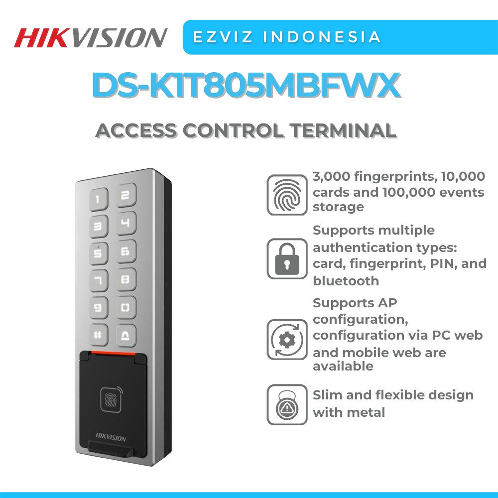 Jual HIKVISION DS-K1T805MBFWX FINGERPRINT BLUETOOTH ACCESS CONTROL ...