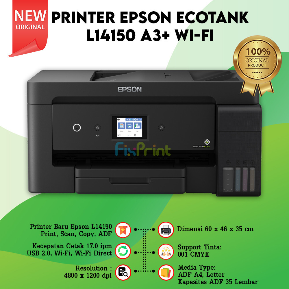 Printer Epson Ink Eco Tank L14150 A3+ Print Scan Copy All-in-One ADF WiFi L-14150 Wireless A3 main image 1