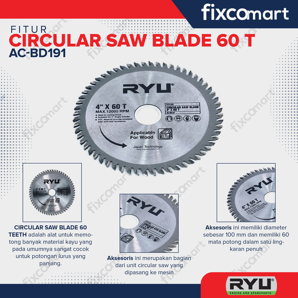 Jual RYU CIRCULAR SAW BLADE 4