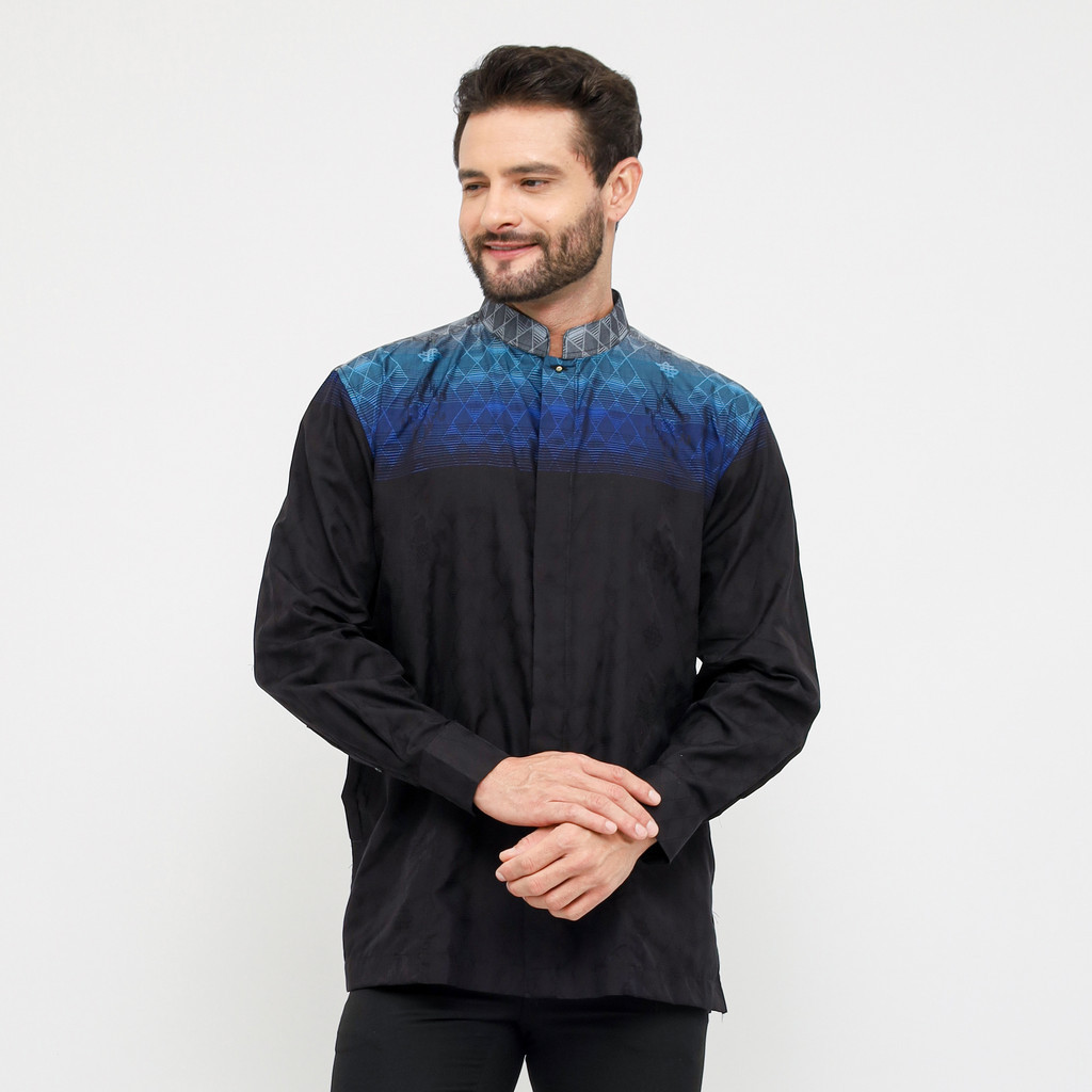 Jual Baju Koko BHS Masterpiece Hitam Biru 06 | Shopee Indonesia
