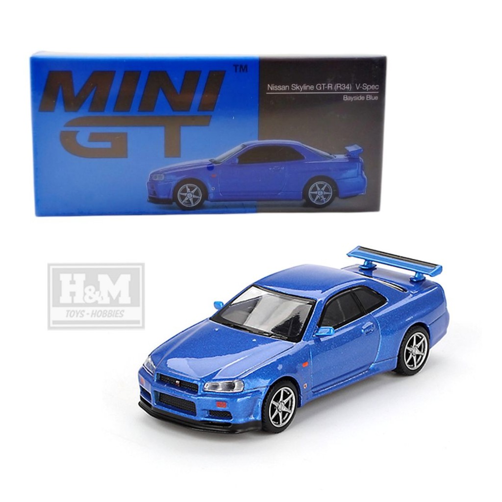 Voiture Miniature Mini GT 1:64 - Nissan Skyline GT-R R34 V-Spec - Bayside Blue