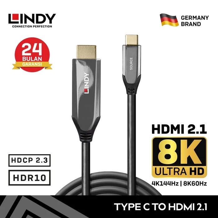 Kabel Adapter LINDY Type C to HDMI 2.1 8K 4K 144Hz HDR