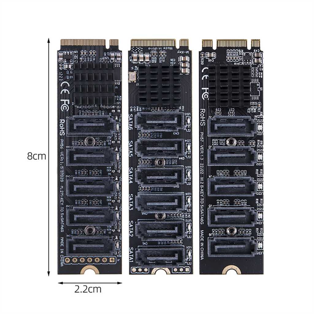 Jual M.2 To SATA 3.0 Riser Card M2 M-KEY PCI-E Expansion Card 5/6 Port ...
