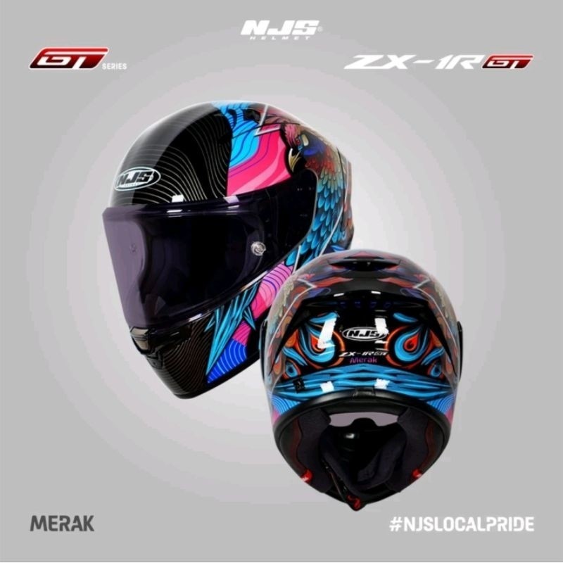 Jual Helm Njs Zx R Gt Motif Merak Elemento Nebula Sky Shopee