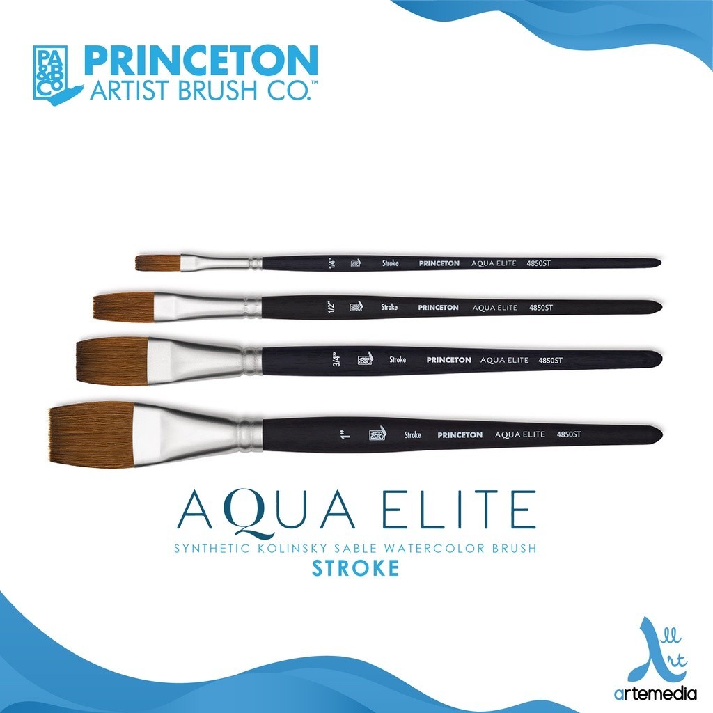 Aqua Elite Fine Art Watercolours Brushes, Synthetic Kolinsky Sable, 4