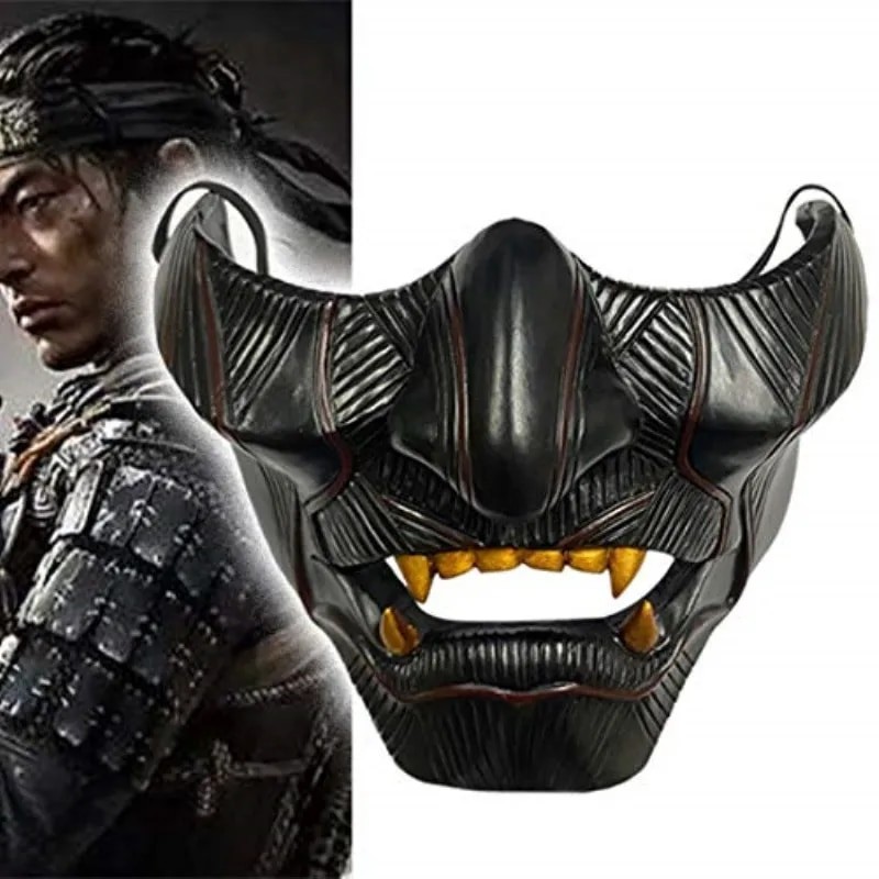 Jual Ghost of Tsushima Mask Jin Sakai Cosplay Half Face Samurai Warrior ...