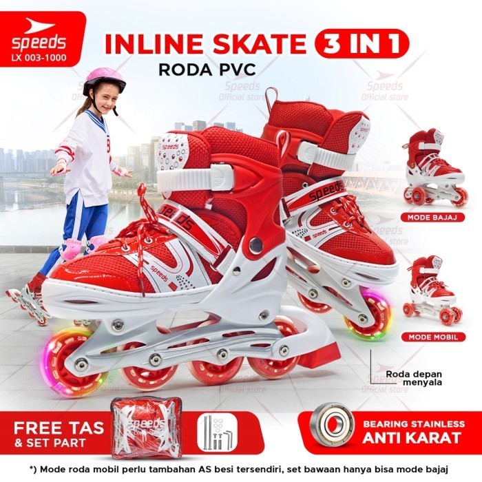 Jual Sepatu Roda Anak dan Dewasa Inline Skate Full Karet PU Nyala 4 ...