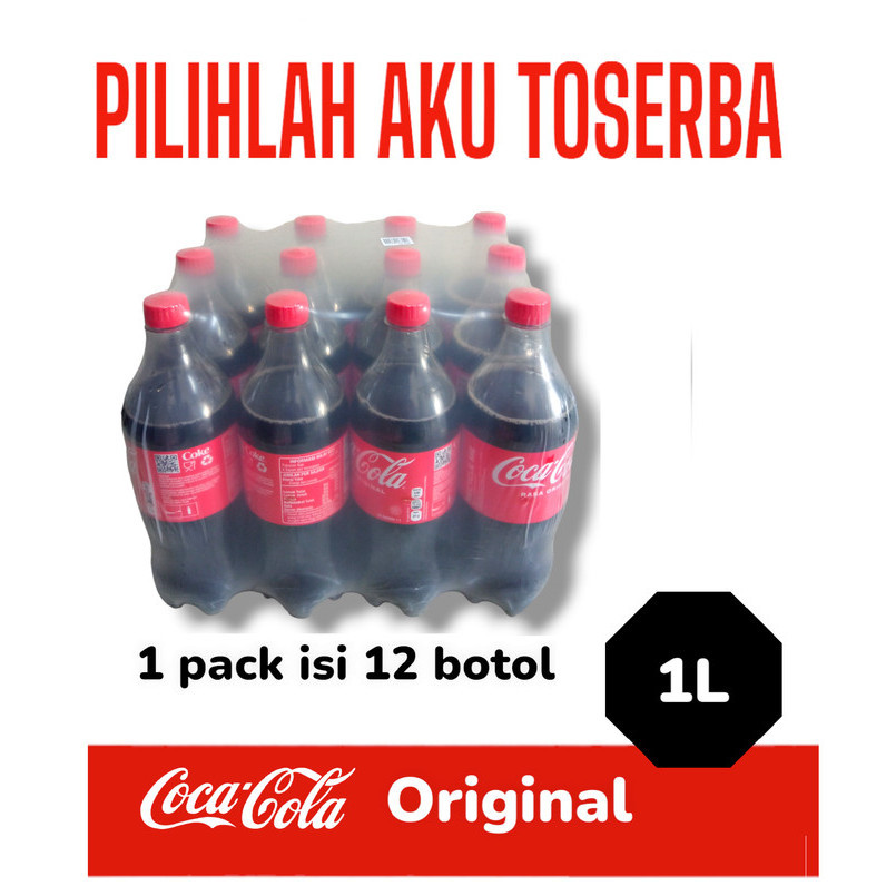 Jual Coca Cola Original BOTOL PET 1 LITER - ( HARGA 1 PACK ISI 12 BOTOL ...