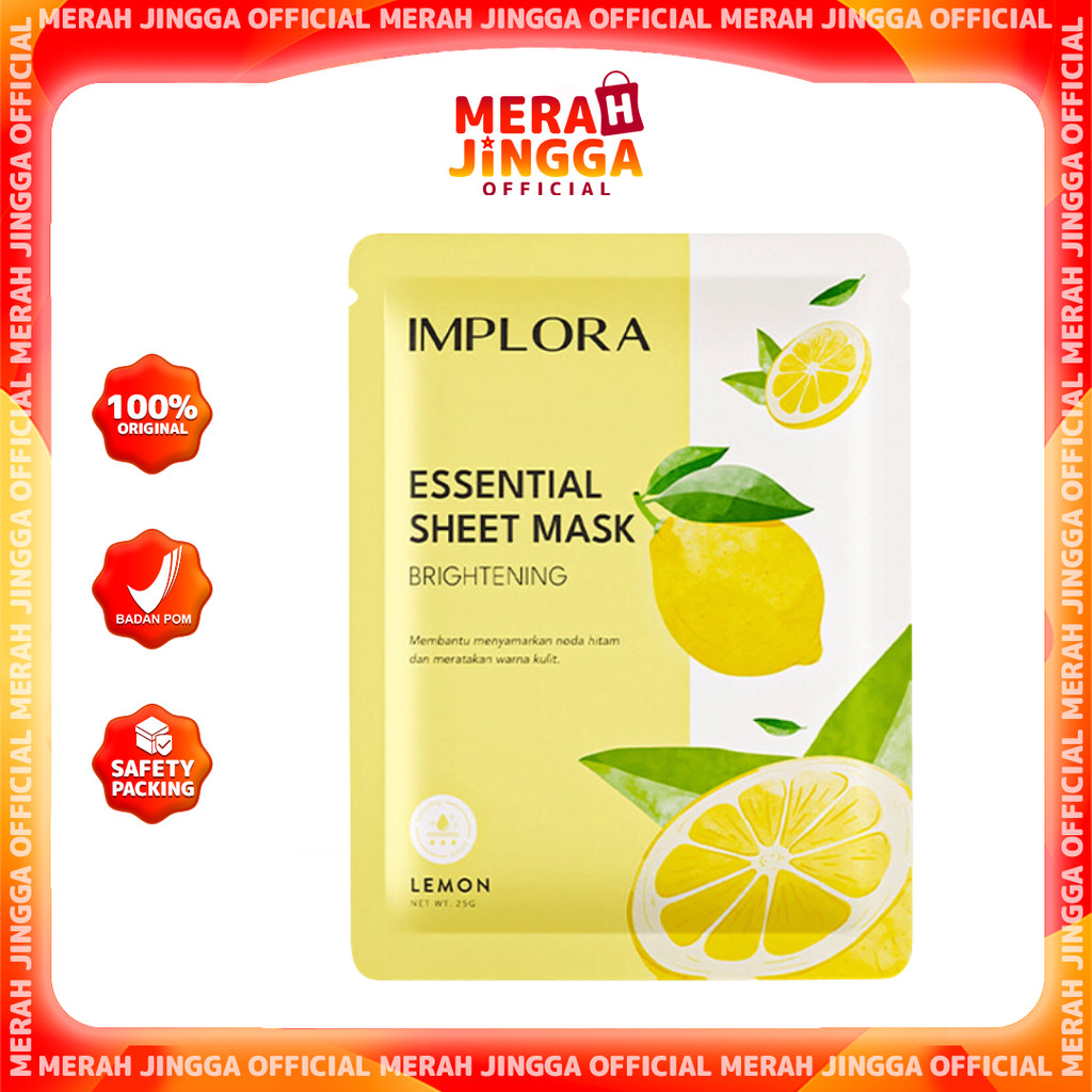 Jual Implora Essential Sheet Mask 25g - Brightening ( Lemon ) | Merah ...