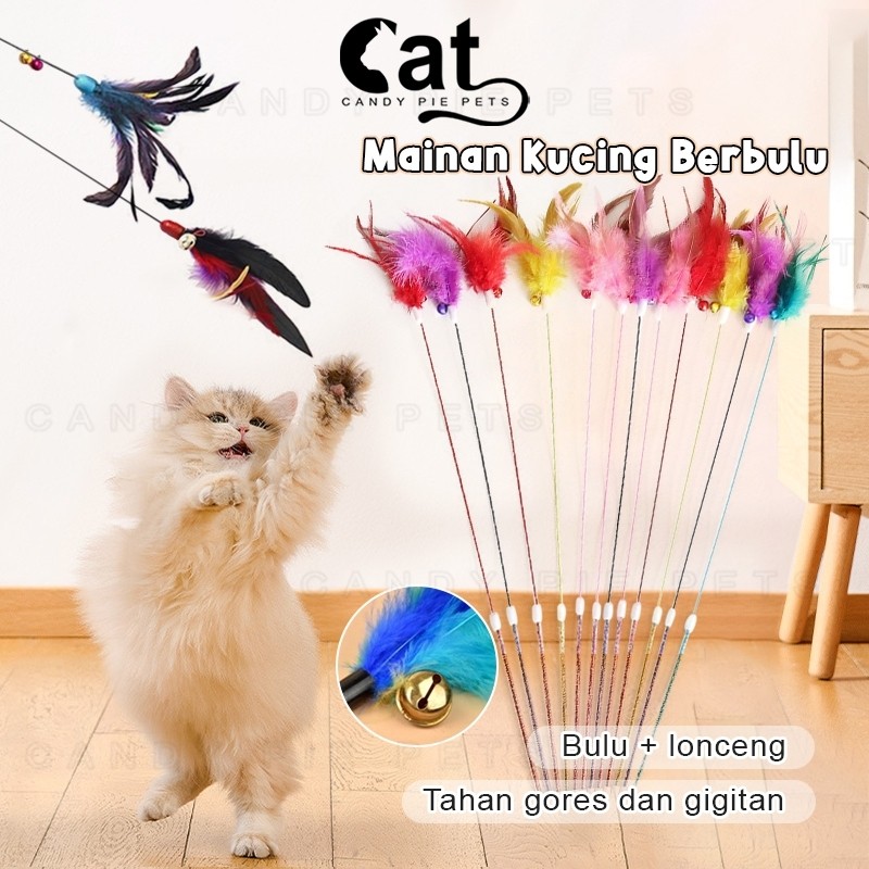 Jual 75cm Stick Mainan Kucing Lonceng Bulu Warna Warni Interaktif Cat ...