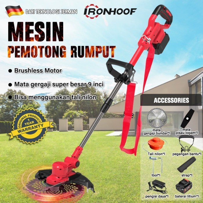 Jual Ironhoof Brushless Mesin Potong Rumput Baterai V Pemotong Rumput Shopee Indonesia