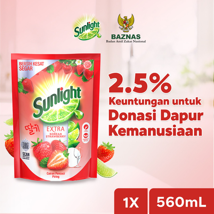 Jual Sunlight Sabun Cuci Piring Cair Refill Extra Korean Strawberry 560