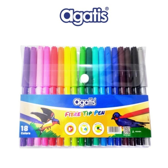 Jual AGATIS Spidol Warna Fibre Tip Pen 18 Warna | Shopee Indonesia