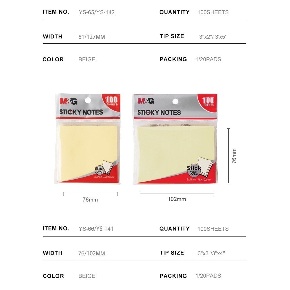 Jual Sticky Notes M&G Yellow 100 Sheet Kertas Memo M&G isi 100 Lembar ...