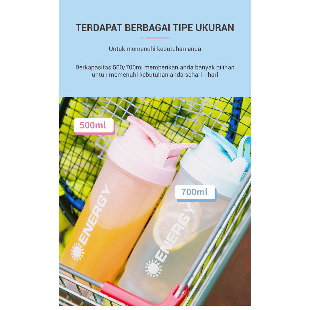 Jual Plus One - Botol Minum Shaker Olahraga/Botol Shaker Gym 500 ML ...