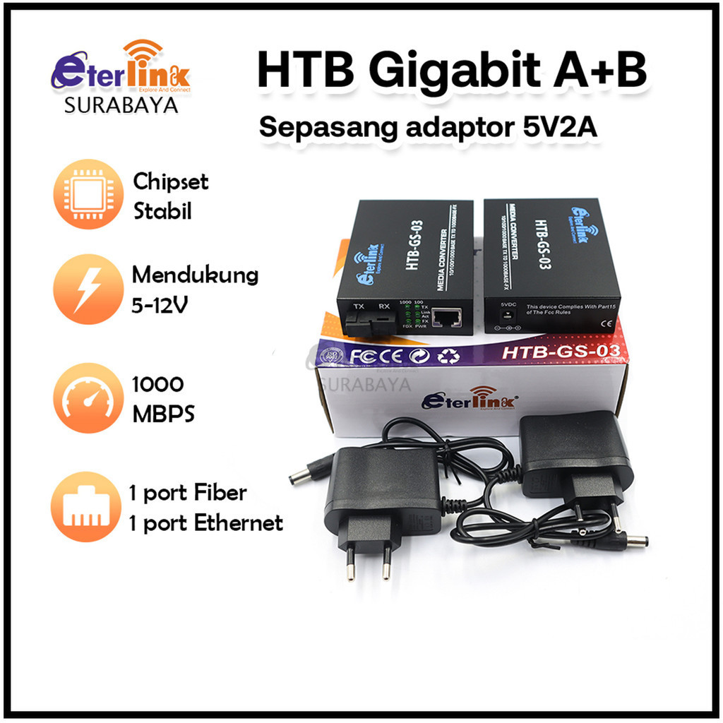 Jual Htb Gs A B Mbps Single Mode Media Converter Converter