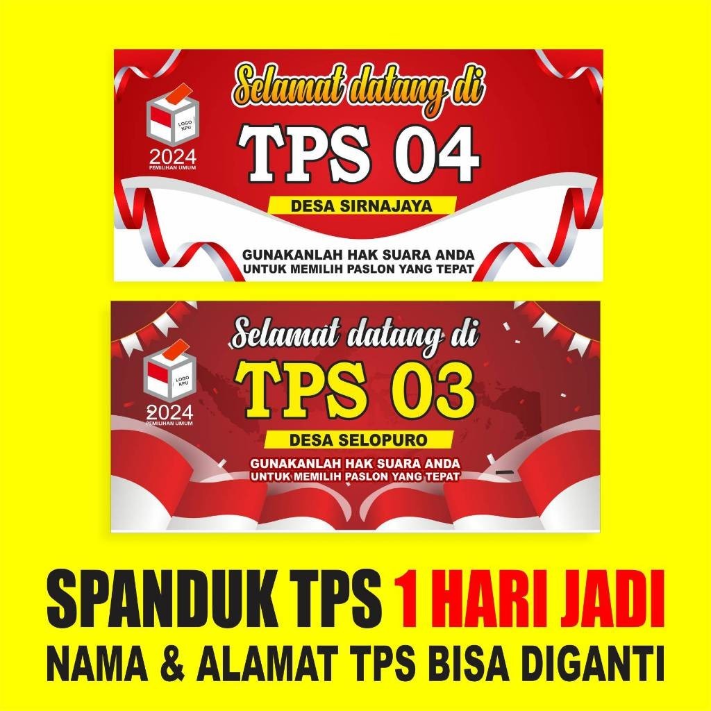 Jual JDM Spanduk TPS pemilu 2024 spanduk selamat datang di TPS