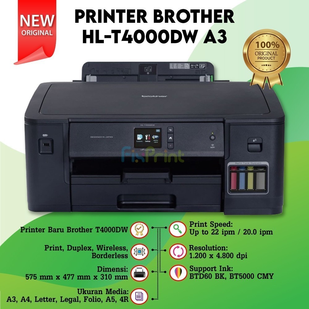 Jual Printer BROTHER HL-T4000DW A3 Wireless Printer With Auto Duplex ...