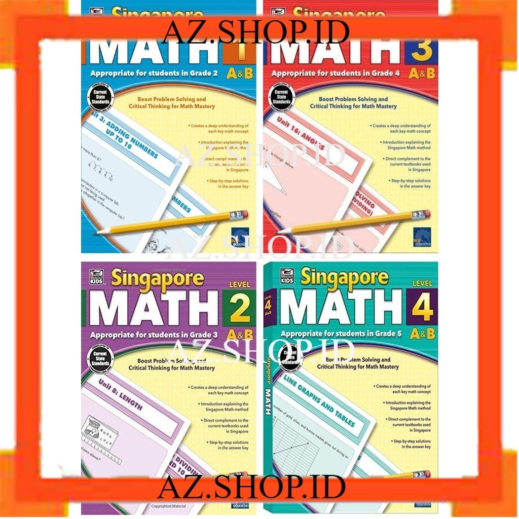 Jual Buku Singapore Math Level 1/2/3/4 A & B / BLACK & WHITE | Shopee ...