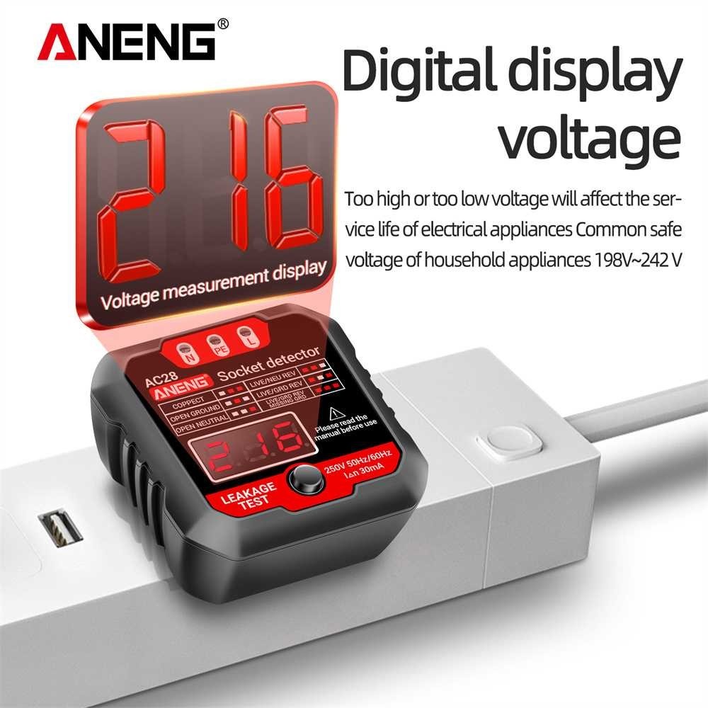 Jual Smart Socket Tester Detector Digital Display EU Plug - AC28 ...
