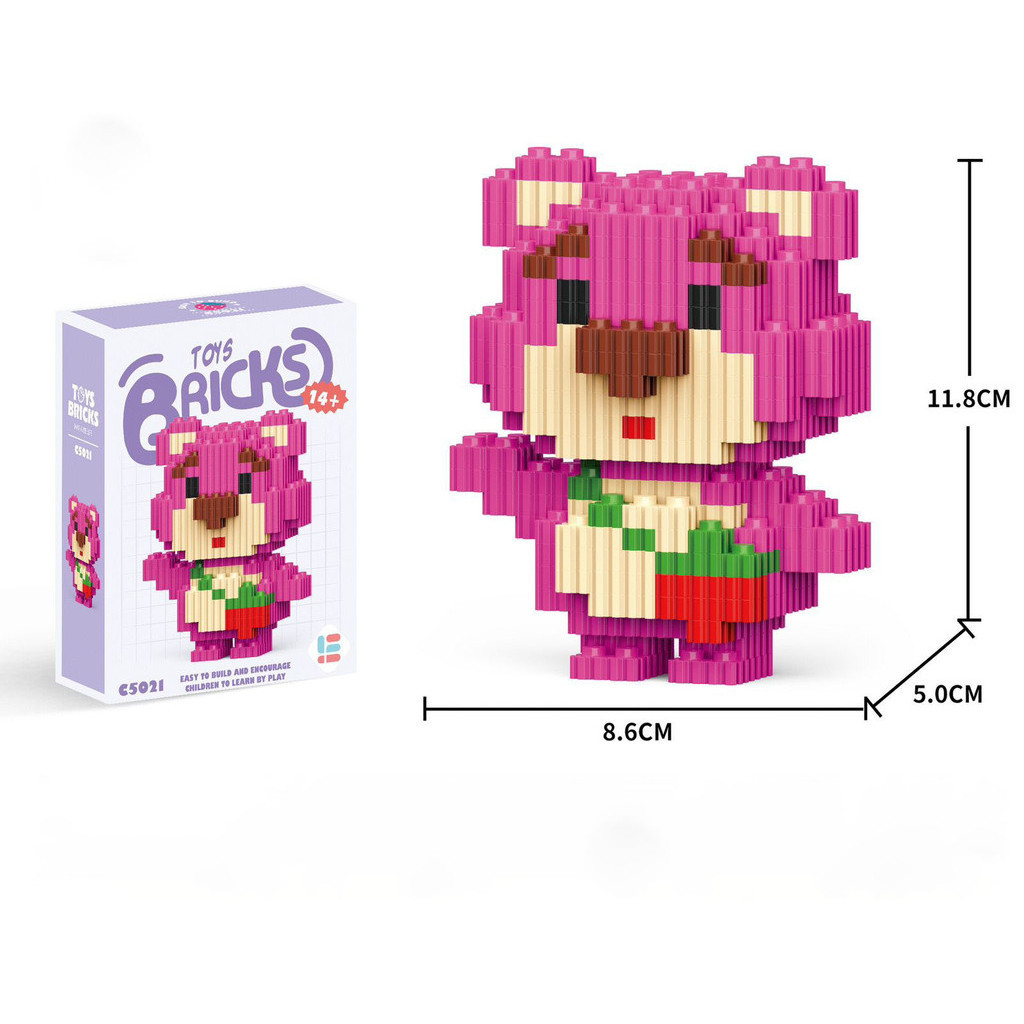 Jual [MILOLI] 1Box Bricks Balok Susun MODEL LOTSO STRAWBERRY BEAR
