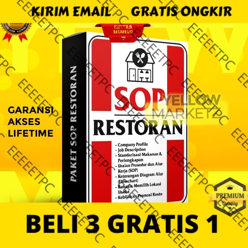 Jual Paket SOP RESTORAN - Standar Operasional Prosedur Usaha Restaurant ...