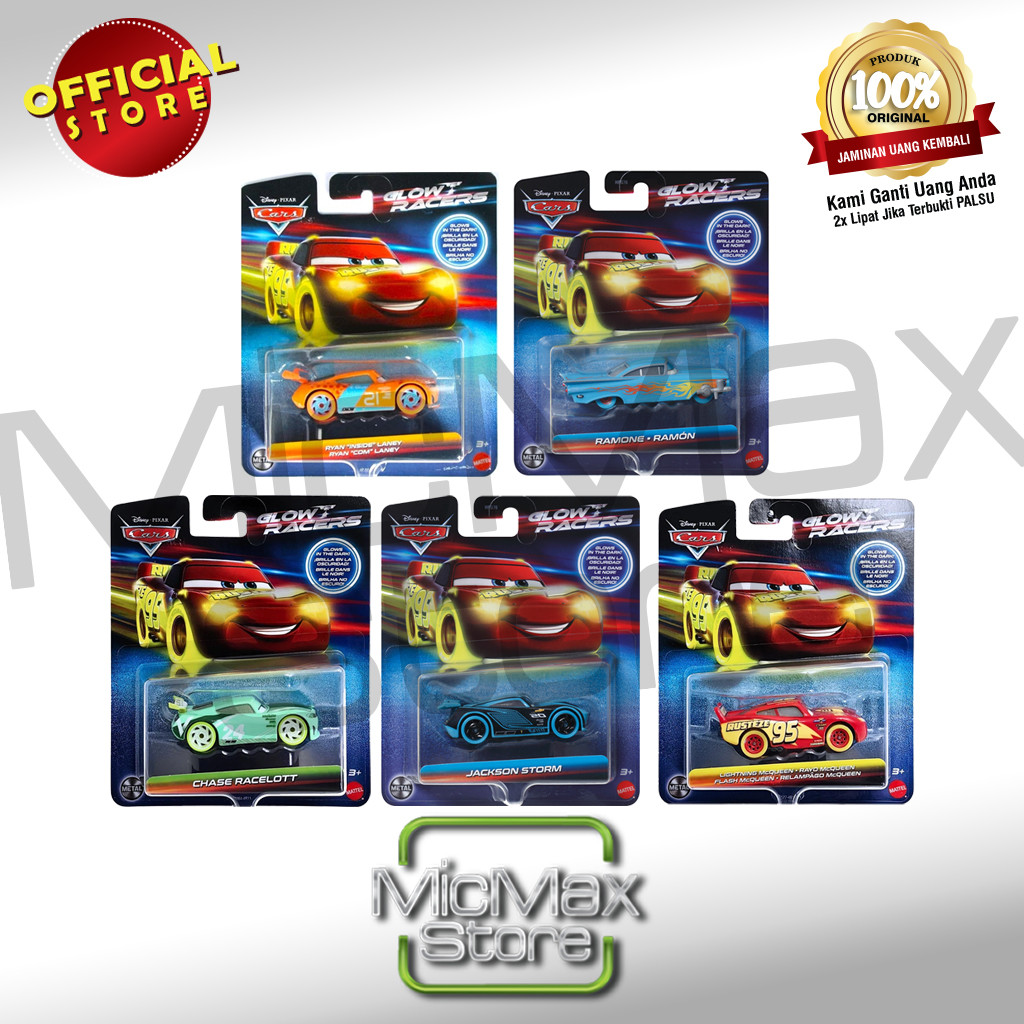 Jual Disney Pixar Cars Glow Racers VEHICLE Die Cast Asst HPG76 | Shopee ...