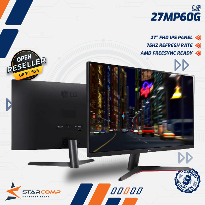 Jual LG 27MP60G-B 27'' FHD IPS 75Hz FreeSync 1ms HDMI LED Gaming ...