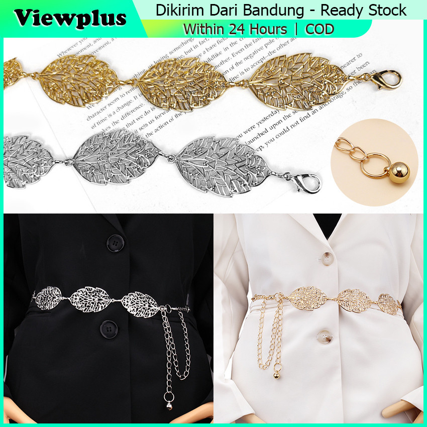 Jual Ikat Rantai Pinggang logam Belt Wanita Fashion Rantai Model Daun ...