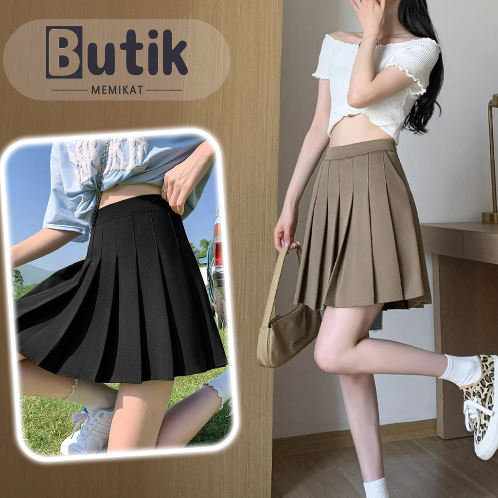 Jual BUTIK MEMIKAT Rok Nagita Korean Style Basic Mini Pleated Uniform ...