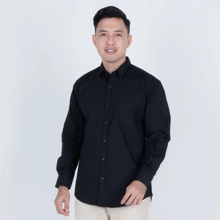 BENHILL Kemeja Basic Formal Pria Panjang Katun Poplin  Black 27357-58-16233