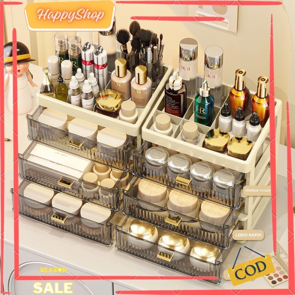 Jual Rak Kosmetik Laci 3 Susun / Rak Make Up Susun / Tempat Kotak ...