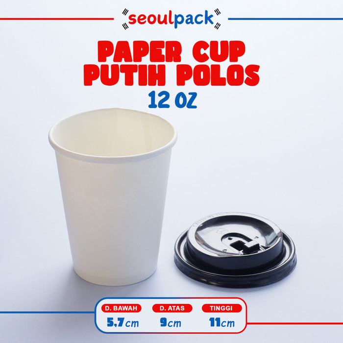 Jual Paper Cup Putih Polos 12oz + Tutup (50pcs) - Paper Cup, Hot Cup ...
