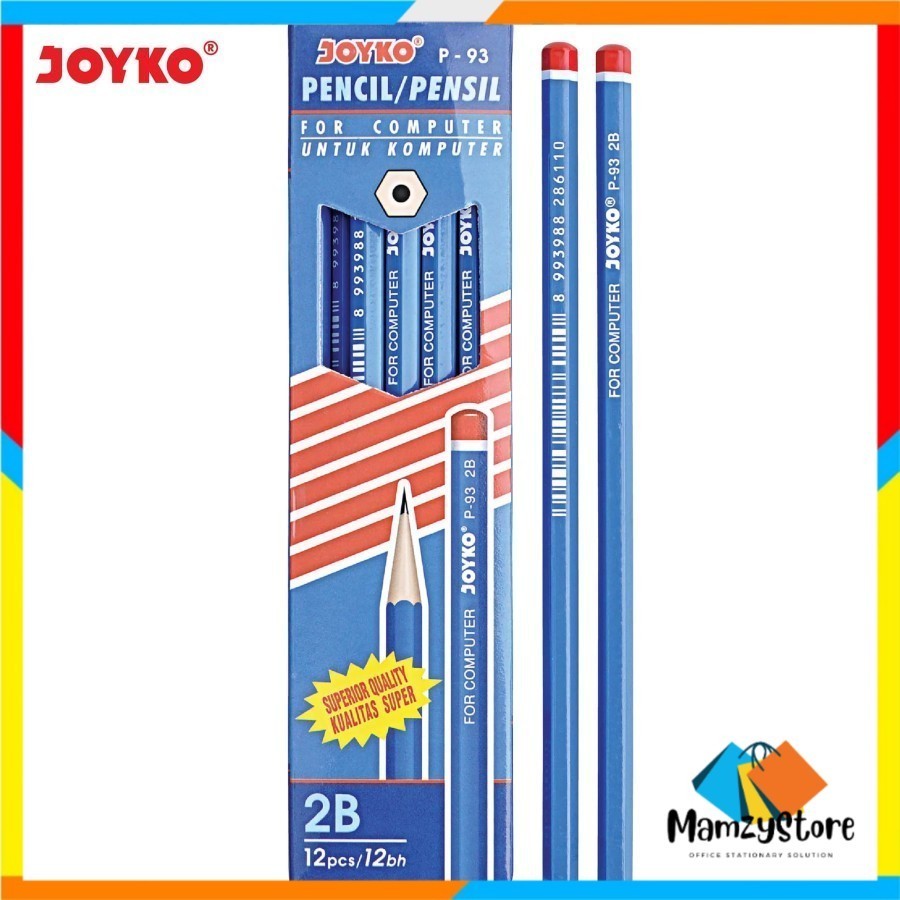 Jual Pencil / Pensil Joyko P-93 / 2B hitam (1BOX /12 PCS) | Shopee ...