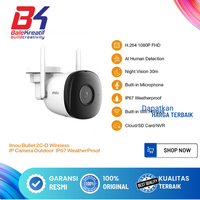 Jual Smart CCTV Imou Bullet 2C-D Wireless IP Camera Outdoor 1080P 3,6mm ...