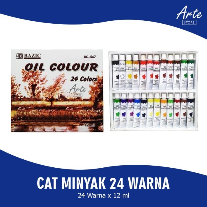 Jual Cat Minyak - Bazic Oil Color Set 24 Warna | Shopee Indonesia