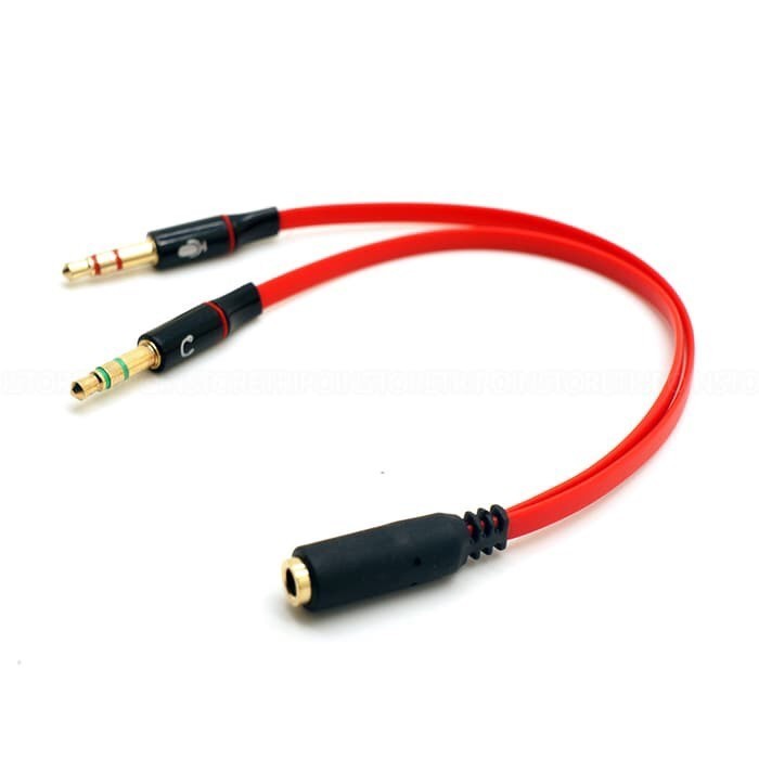 Jual Mic Speaker Audio Combiner Male Input Female Output Mikrofon PC ...