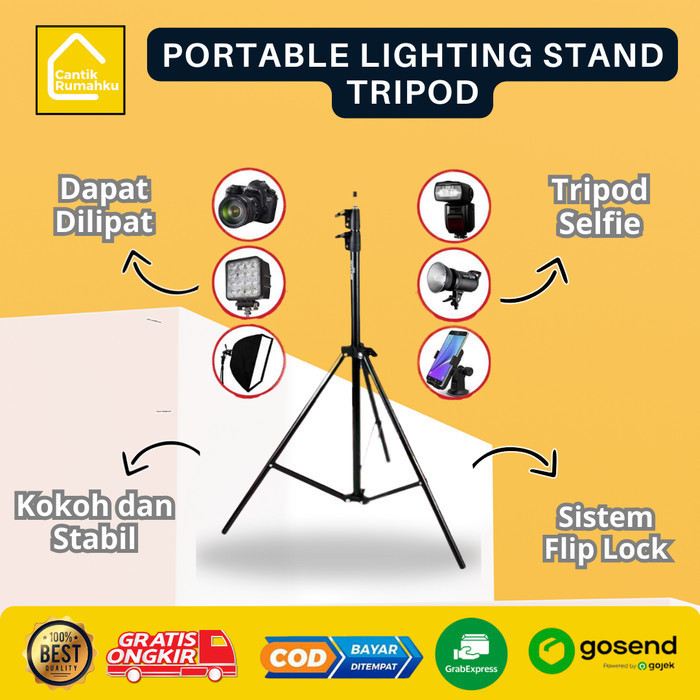 AMBITFUL 220 Cm Aluminium Light Stand Portable Tripod 2.5kg Load For Outdoor Photography Ring Weight 600g With Carry Bag (GM220 - View #4