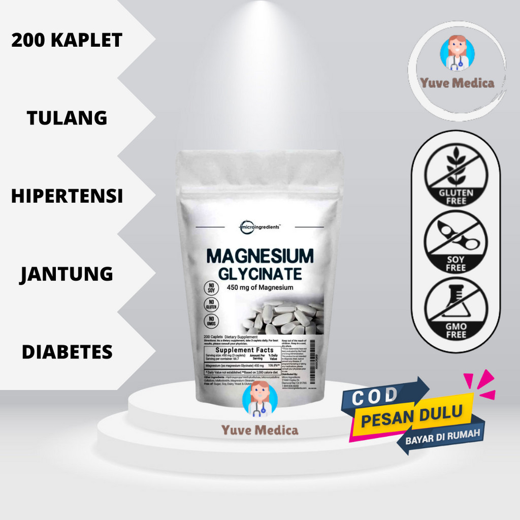 Jual Vitamin Magnesium Glycinate 450 MG, 200 Kaplet Microingredients