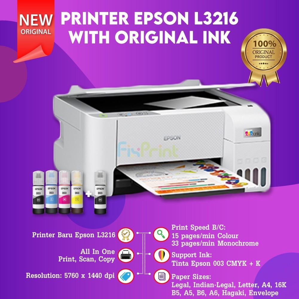 Jual Printer Epson L3216 All In One Printer Putih Print Scan Copy A4 Pengganti L3210 Shopee 6460