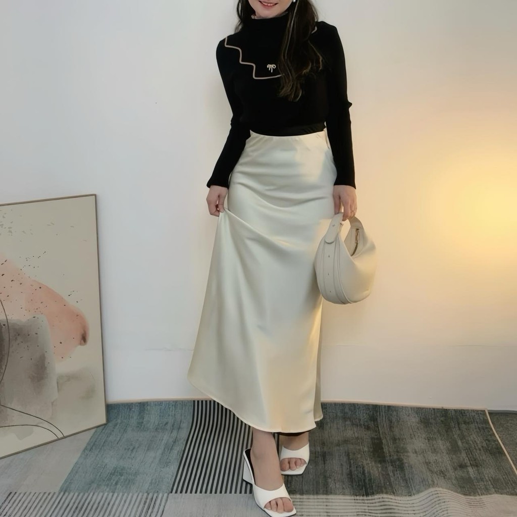 Jual MODAMYTH LB37 - Rok Satin Wanita Rok Maxi Wanita Korean Style Rok ...