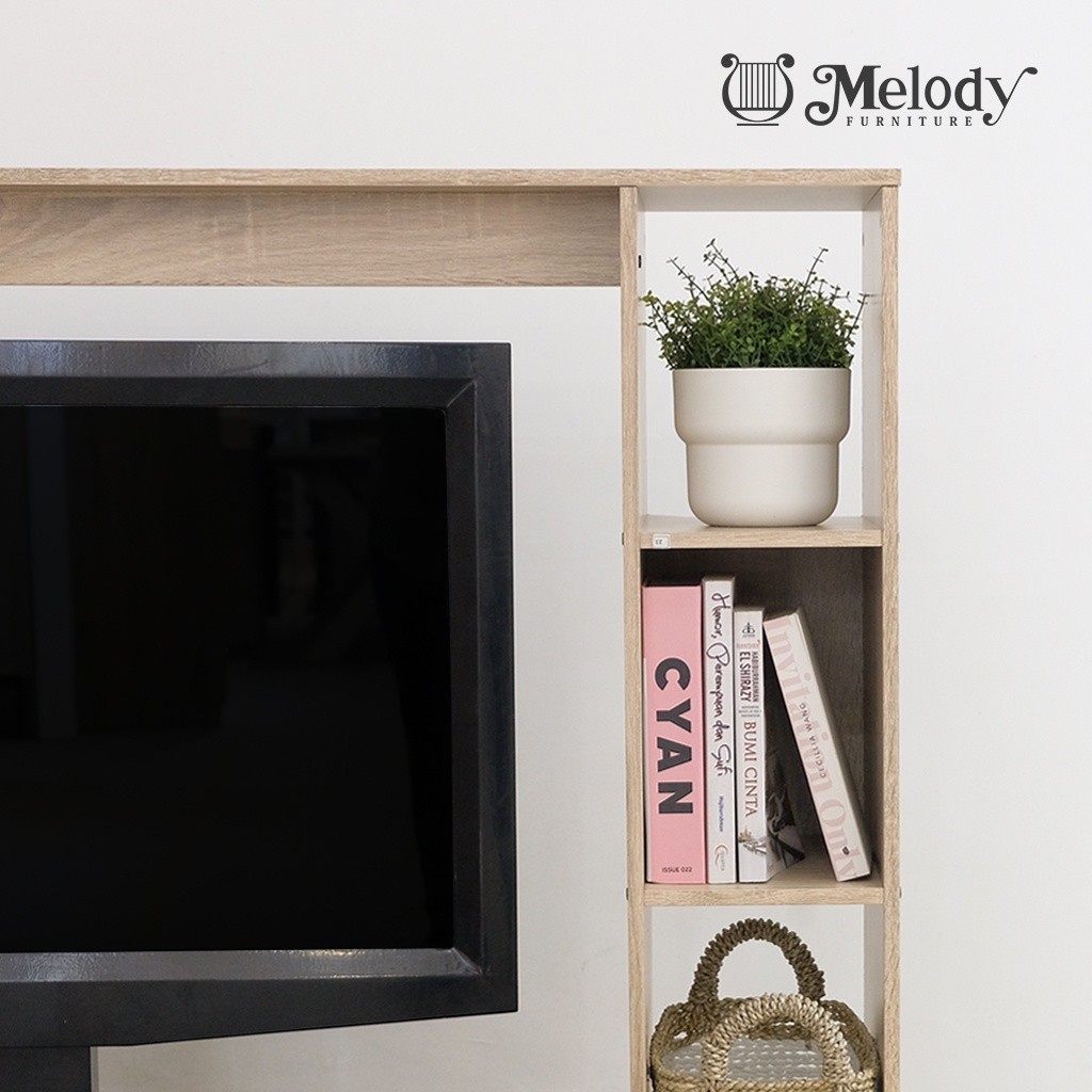 Jual Melody Furniture - Meja Rak TV EBI WALL UNIT SOL - WHITE | Shopee ...