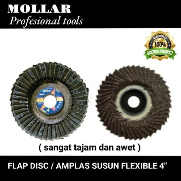 Jual MOLLAR amplas susun flap disc flexible 4" serbaguna ( besi/kayu/fiber) Shopee Indonesia