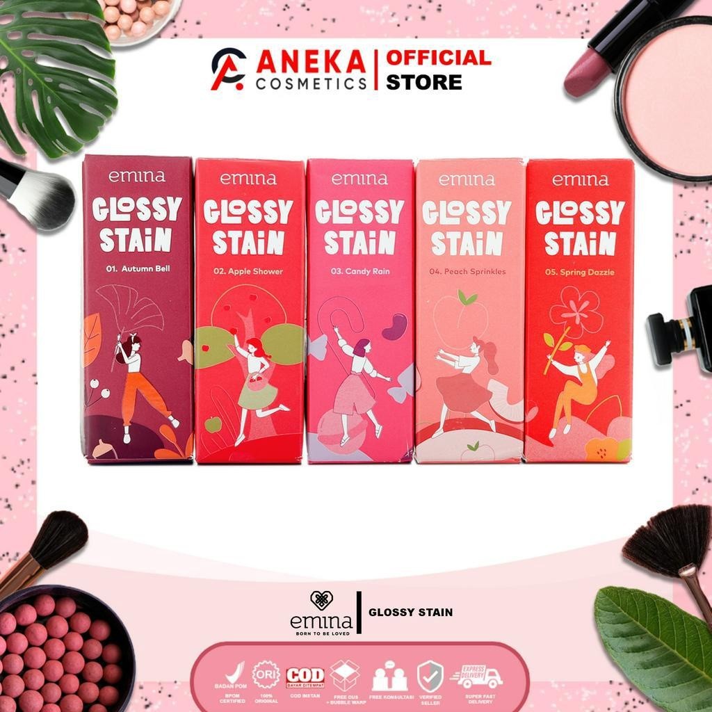 Jual EMINA GLOSSY STAIN 3 GR LIP TINT GLOSSY FINISH MELEMBABKAN