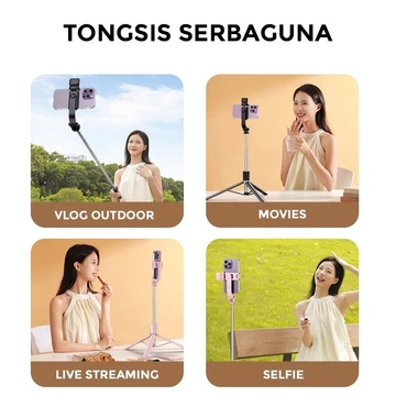Tongsis Bluetooth 4in1 R1S L 1.7M Tripod Remote LED Tinggi Tongsis 170cm 3 Kaki Stand Kokoh