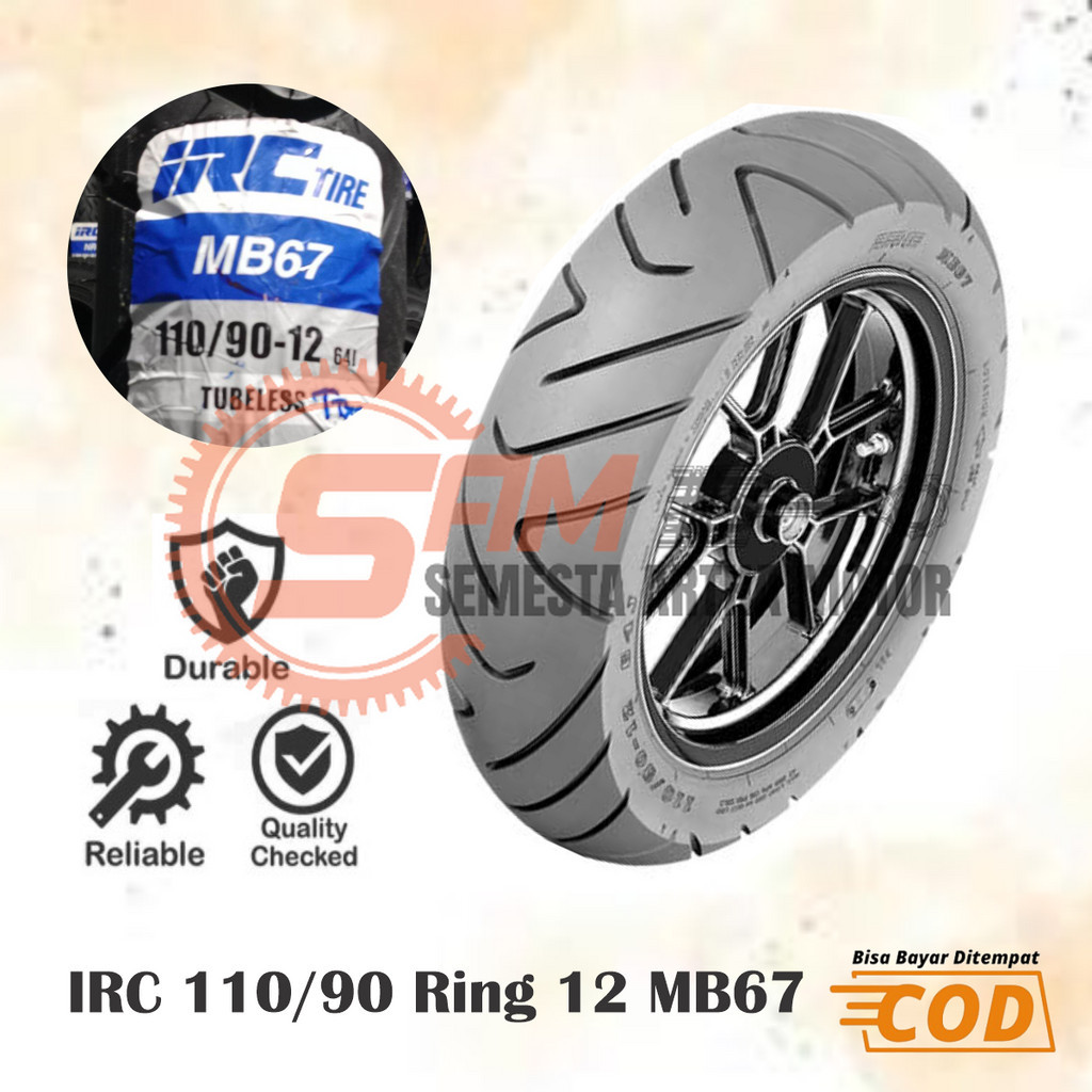 Jual Ban Luar IRC 110/90-12 Ring 12 MB67 Tubeless Motor Vespa Freefo ...