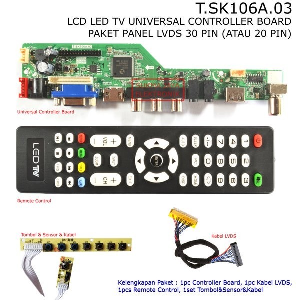 Jual Paket Panel Monitor - Universal Controller Board LCD - LED TV ...