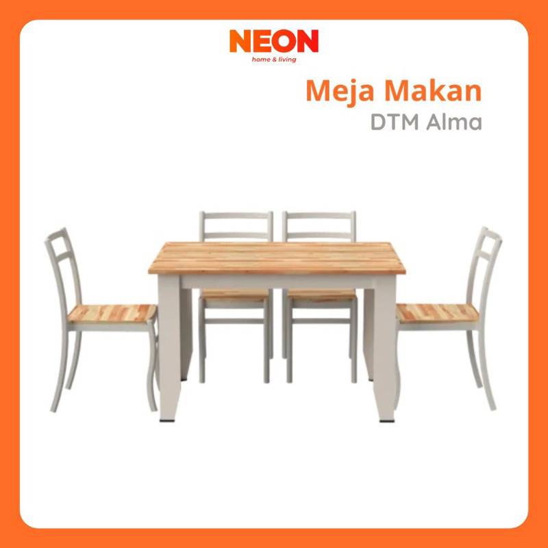 Jual Meja Makan DTM Alma | Set Meja Makan Kayu 4 Kursi Minimalis | Meja ...